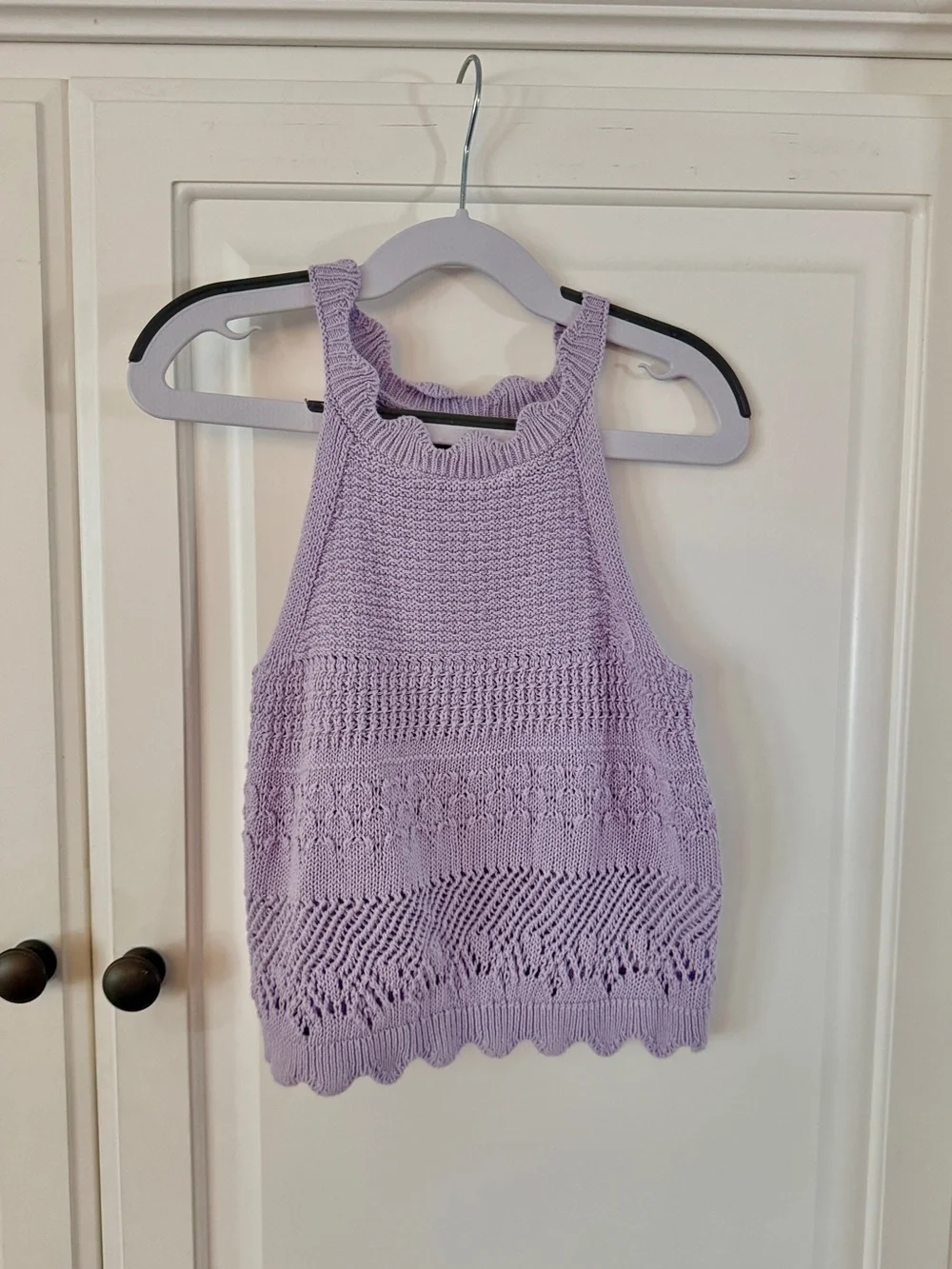 Old Navy Girls Lavender Crochet-Knit Tank Top, Size Medium (8)